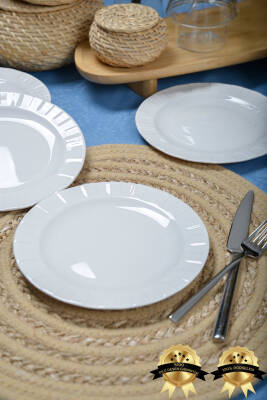 6lı Zümrüt 18 cm Porselen Pasta ve Tatlı Tabağı Seti - Zarif ve Modern Tasarım