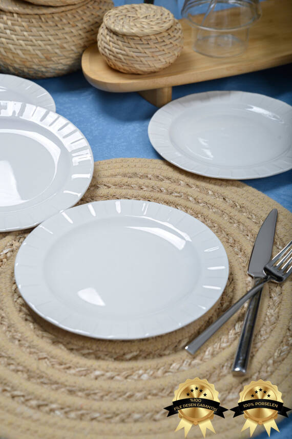 6lı Zümrüt 18 cm Porselen Pasta ve Tatlı Tabağı Seti - Zarif ve Modern Tasarım - 1