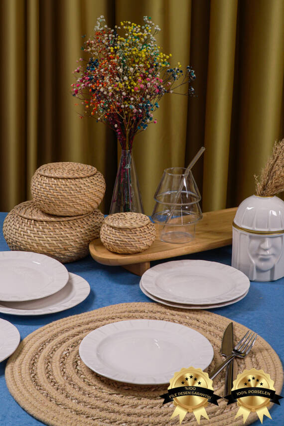 6lı Zümrüt 18 cm Porselen Pasta ve Tatlı Tabağı Seti - Zarif ve Modern Tasarım - 2