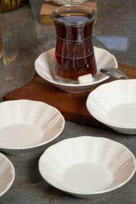 Acem 6 Adet 11 Cm Porselen Çay Tabağı Kırık Beyaz