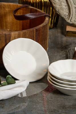 Acem 6 Adet 11 Cm Porselen Çay Tabağı Kırık Beyaz - 4