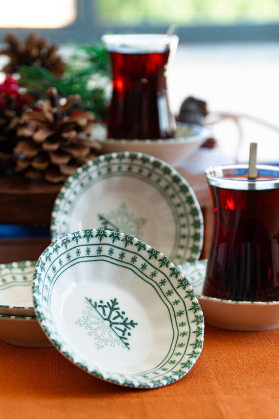 Acem Kartanem Serisi 6lı Porselen Çay Tabağı Seti - 1