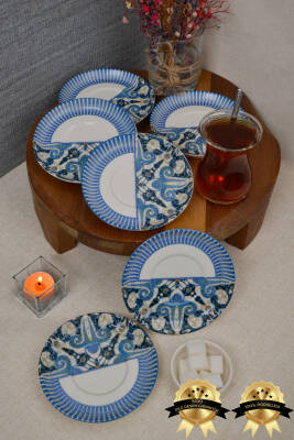 Azur 6 Parça Porselen Çay Tabağı Seti - 2