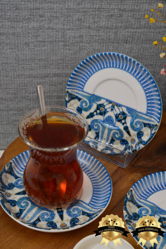 Azur 6 Parça Porselen Çay Tabağı Seti - 3