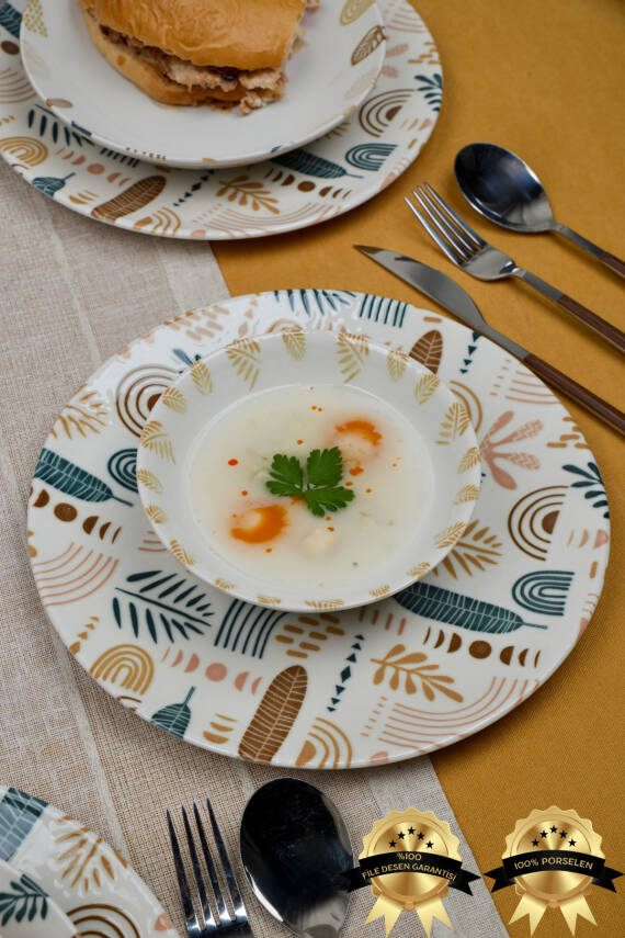 Başak 18 Parça 6 Kişilik Porselen Yemek Takımı - 5