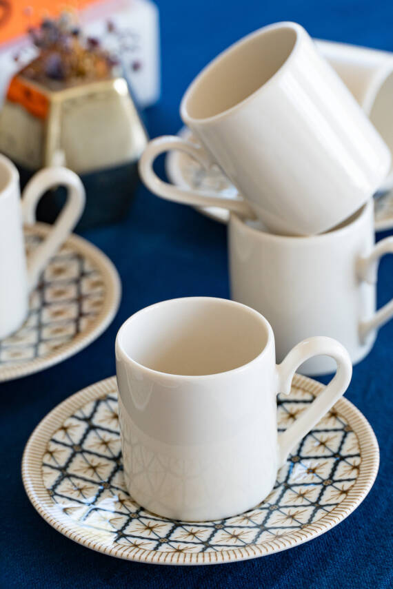 Beste 4 Parça 2 Kişilik Porselen Kahve Fincan Takımı - 1