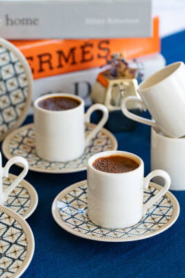 Beste 4 Parça 2 Kişilik Porselen Kahve Fincan Takımı - 2