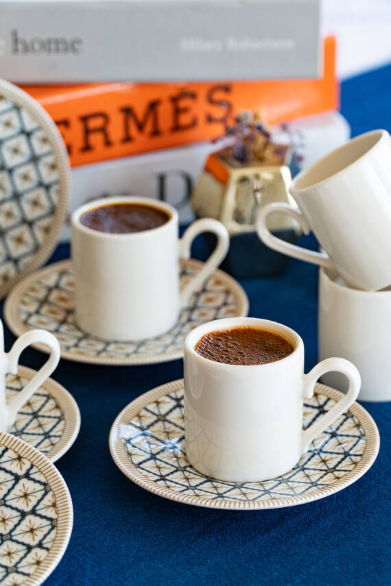 Beste 4 Parça 2 Kişilik Porselen Kahve Fincan Takımı - 2