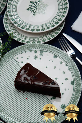 Çam Ağacı 7 Parça Porselen Pasta Tabağı Seti - 2