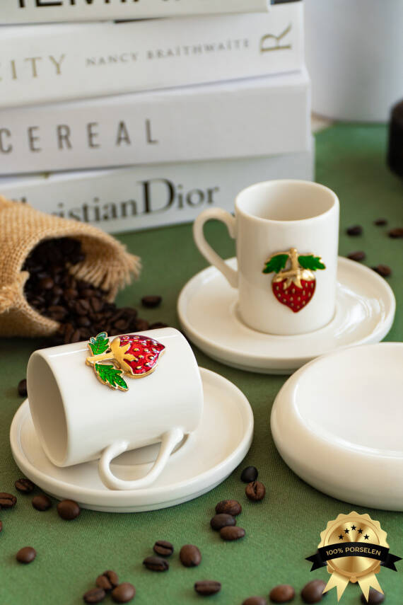 Çilek 4 parça 2 Kişilik Kahve Fincan Takımı - 3