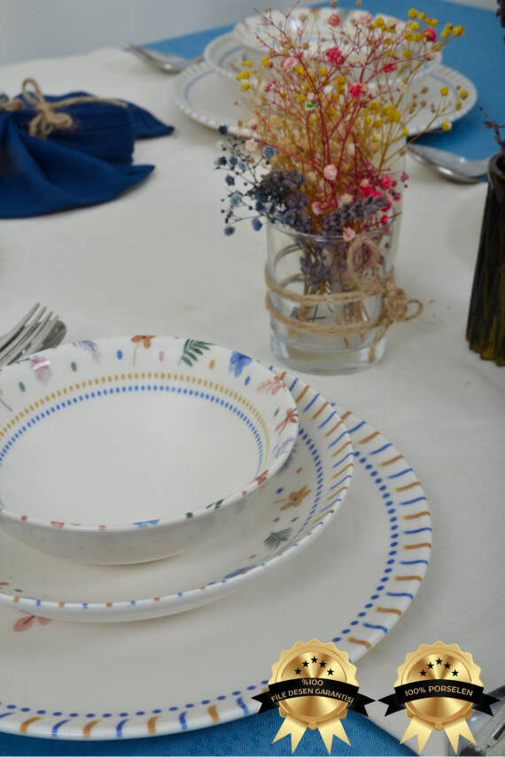 Dalya 18 Parça 6 kişilik Porselen Yemek Takımı - 1