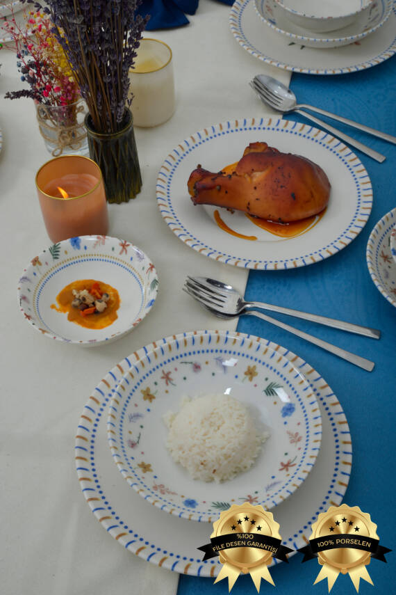 Dalya 18 Parça 6 kişilik Porselen Yemek Takımı - 3