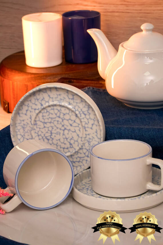 Dalya 4 Parça 2 Kişilik Porselen Çay Fincan Takımı - 2