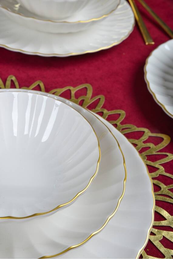 Derya 18 Parça 6 Kişilik Altın Yaldızlı Porselen Yemek Takımı - 2