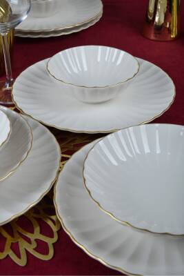 Derya 18 Parça 6 Kişilik Altın Yaldızlı Porselen Yemek Takımı - 5