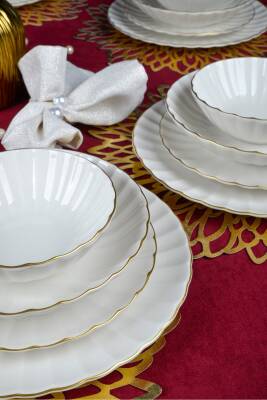 Derya 24 Parça 6 Kişilik Altın Yaldız Porselen Yemek Takımı