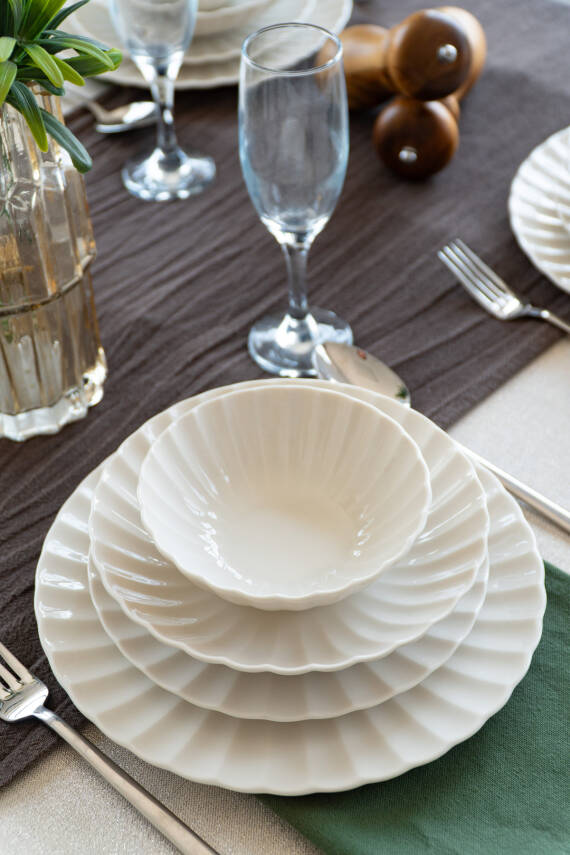 Derya 24 Parça 6 Kişilik Yalın Yemek Takımı - 1