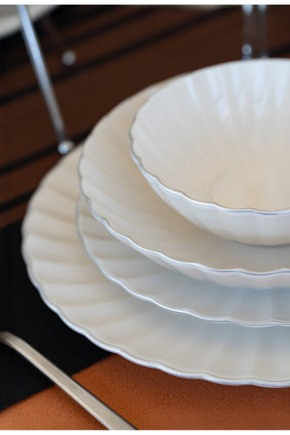 Derya 24 Parça Platin Yaldız 6 Kişilik Porselen Yemek Takımı - 2