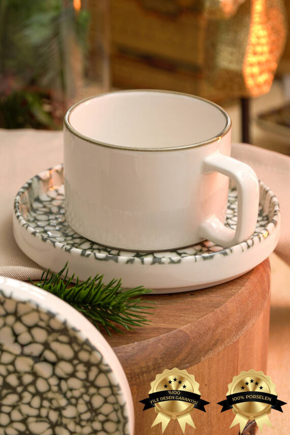 Doğa 4 Parça 2 Kişilik Porselen Çay Fincan Takımı - 1