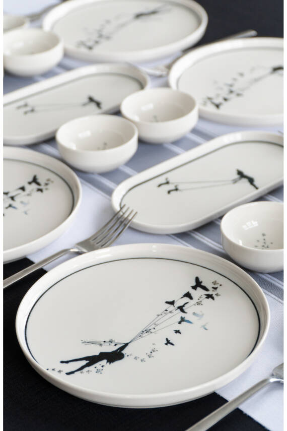 Düğüm 16 Parça 6 Kişilik Porselen Kahvaltı Takımı - 1