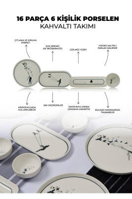Düğüm 16 Parça 6 Kişilik Porselen Kahvaltı Takımı - 7