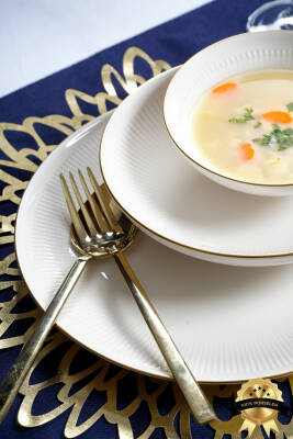 Düş 18 Parça 6 Kişilik Altın Yaldızlı Porselen Yemek Seti - 3