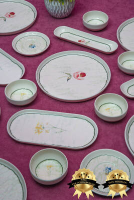 Ebrusu 16 Parça 6 Kişilik Porselen Kahvaltı Takımı