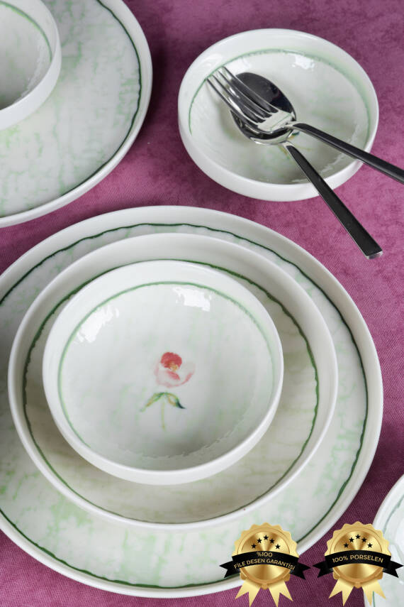 Ebrusu 18 Parça 6 Kişilik Porselen Yemek Takımı - 1