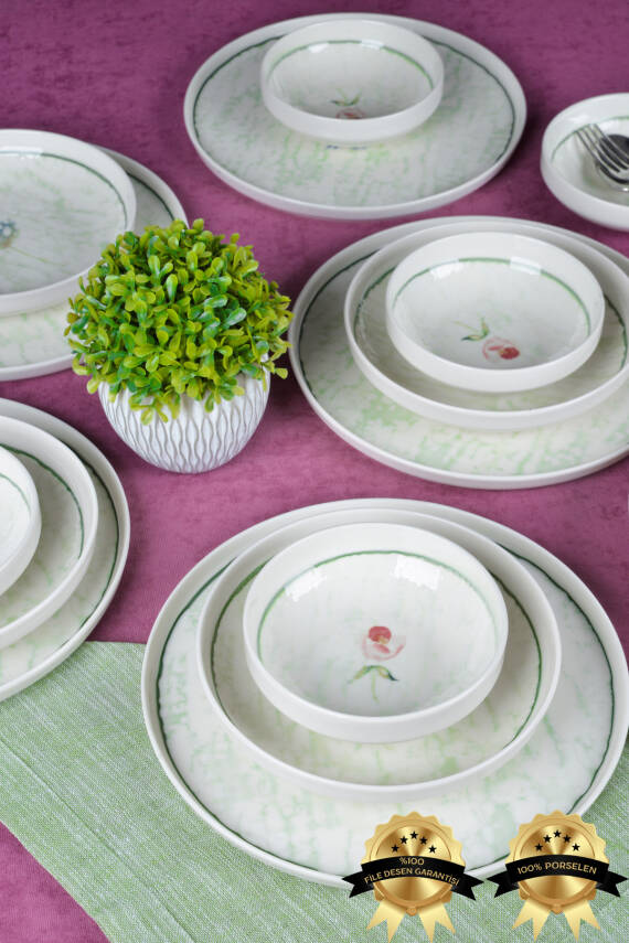 Ebrusu 18 Parça 6 Kişilik Porselen Yemek Takımı - 2