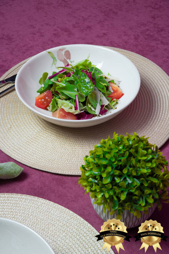 Ebrusu 2li Porselen Salata Tabağı Seti - 3