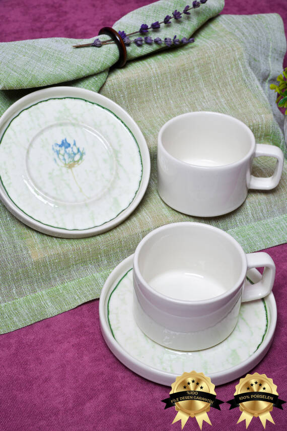 Ebrusu 4 Parça 2 Kişilik Porselen Çay Fincan Takımı - 2