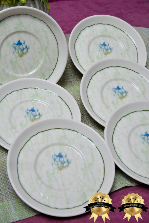 Ebrusu 6lı Porselen Çay Tabağı Seti - 2