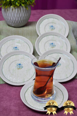 Ebrusu 6lı Porselen Çay Tabağı Seti - 3