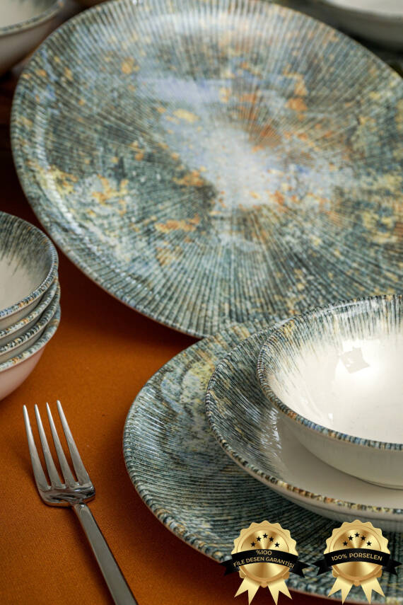 Eksen 18 Parça 6 Kişilik Porselen Yemek Takımı - 1