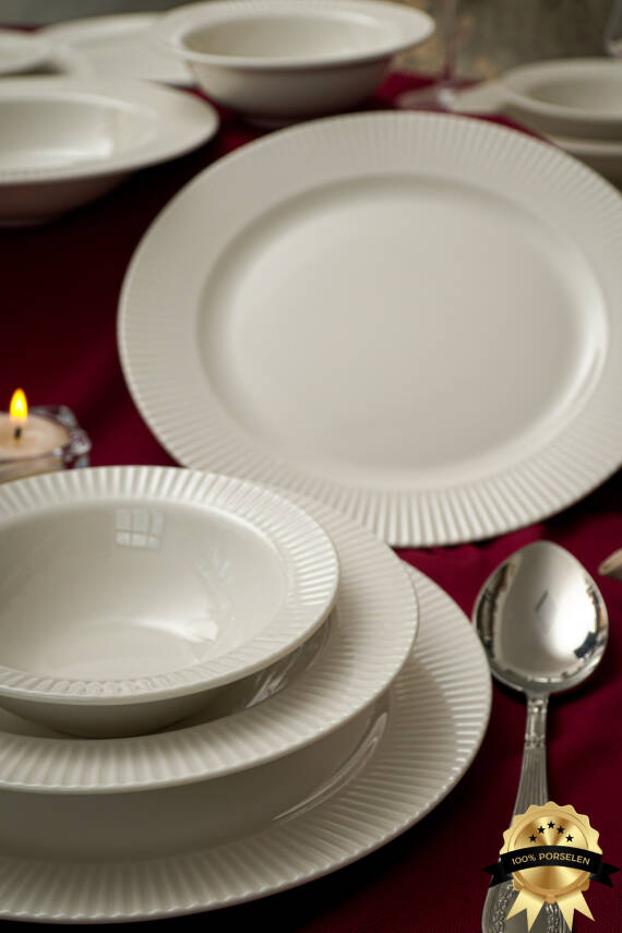 Elif 18 Parça 6 Kişilik Porselen Yemek Takımı - 1