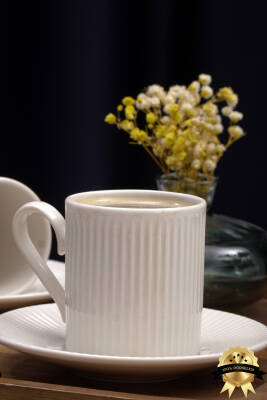 Elif 4 Parça 2 Kişilik Porselen Kahve Takımı Kırık Beyaz