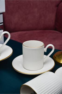 Elif Altın Yaldız 12 Parça 6 Kişilik Porselen Kahve Fincan Takımı