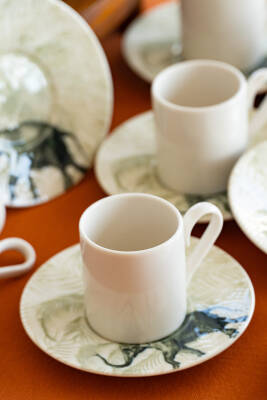 Fil 12 Parça 6 Kişilik Porselen Kahve Fincan Doğa Takımı - 3