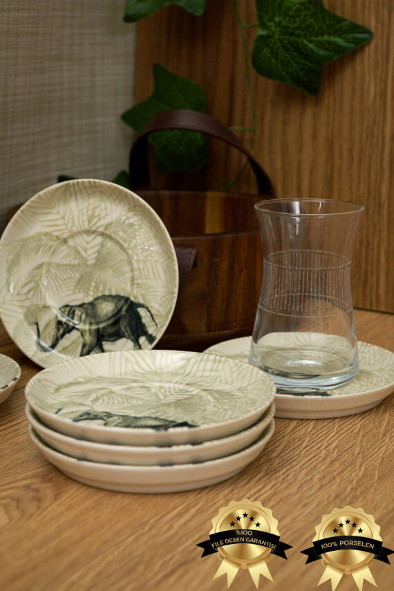 Fil Doğa 6 Adet 12cm Porselen Çay Tabağı Kırık Beyaz - 1