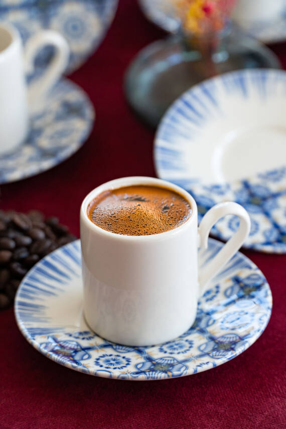 Firuze 12 Parça 6 Kişilik Porselen Kahve Fincan Takımı 100 ml - 1