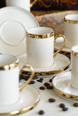 Gözde 12 Parça 6 Kişilik Altın Yaldız Kahve Fincan Takımı