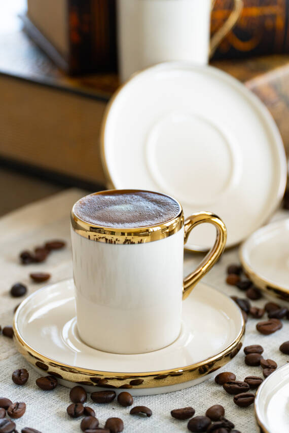 Gözde 12 Parça 6 Kişilik Altın Yaldız Kahve Fincan Takımı - 2