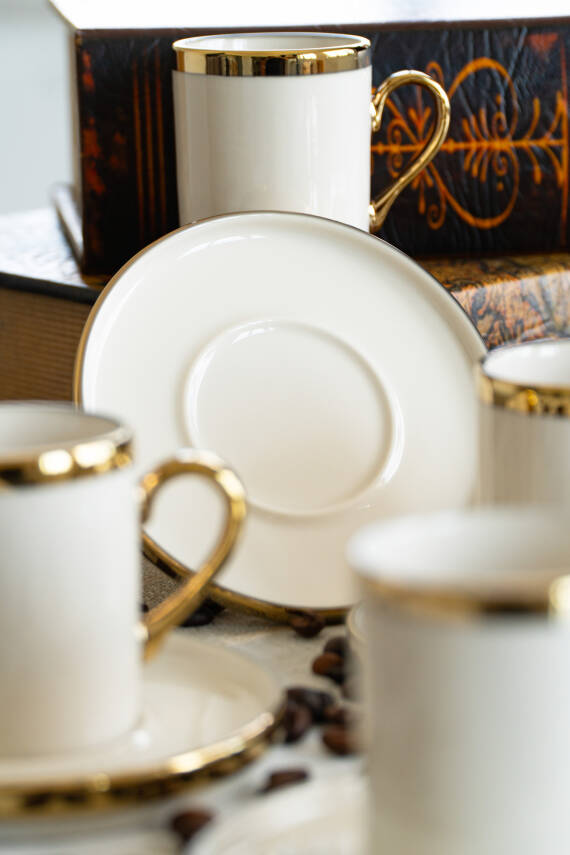 Gözde 12 Parça 6 Kişilik Altın Yaldız Kahve Fincan Takımı - 3