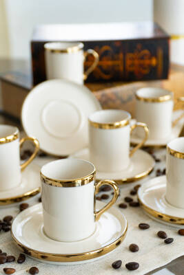 Gözde 12 Parça 6 Kişilik Altın Yaldız Kahve Fincan Takımı - 4