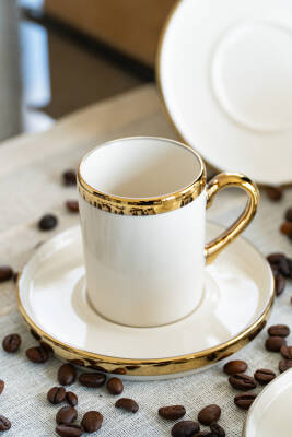 Gözde 12 Parça 6 Kişilik Altın Yaldız Kahve Fincan Takımı - 5