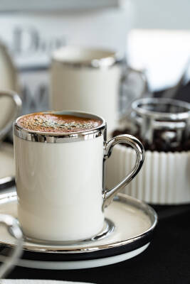 Gözde 12 Parça 6 Kişilik Platin Yaldız Kahve Fincan Takımı - 2