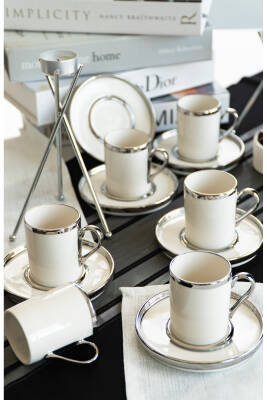 Gözde 12 Parça 6 Kişilik Platin Yaldız Kahve Fincan Takımı - 4