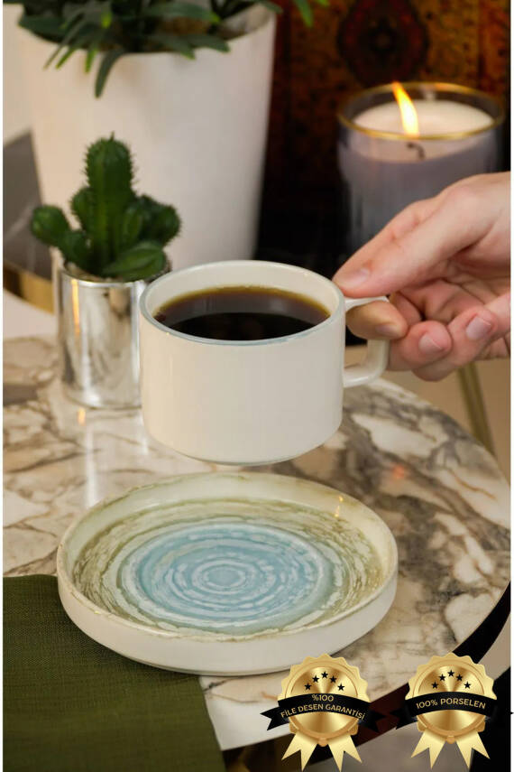 Havin 4 Parça 2 Kişilik Porselen Çay Fincan Takımı - 1