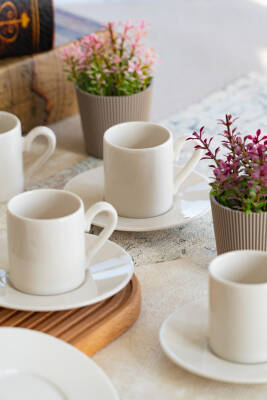 Hayal 12 Parça 6 Kişilik Porselen Kahve Fincan Takımı - 6