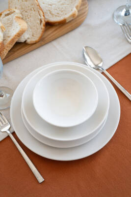 Hayal 24 Parça 6 Kişilik Kırık Beyaz Porselen Yemek Takımı